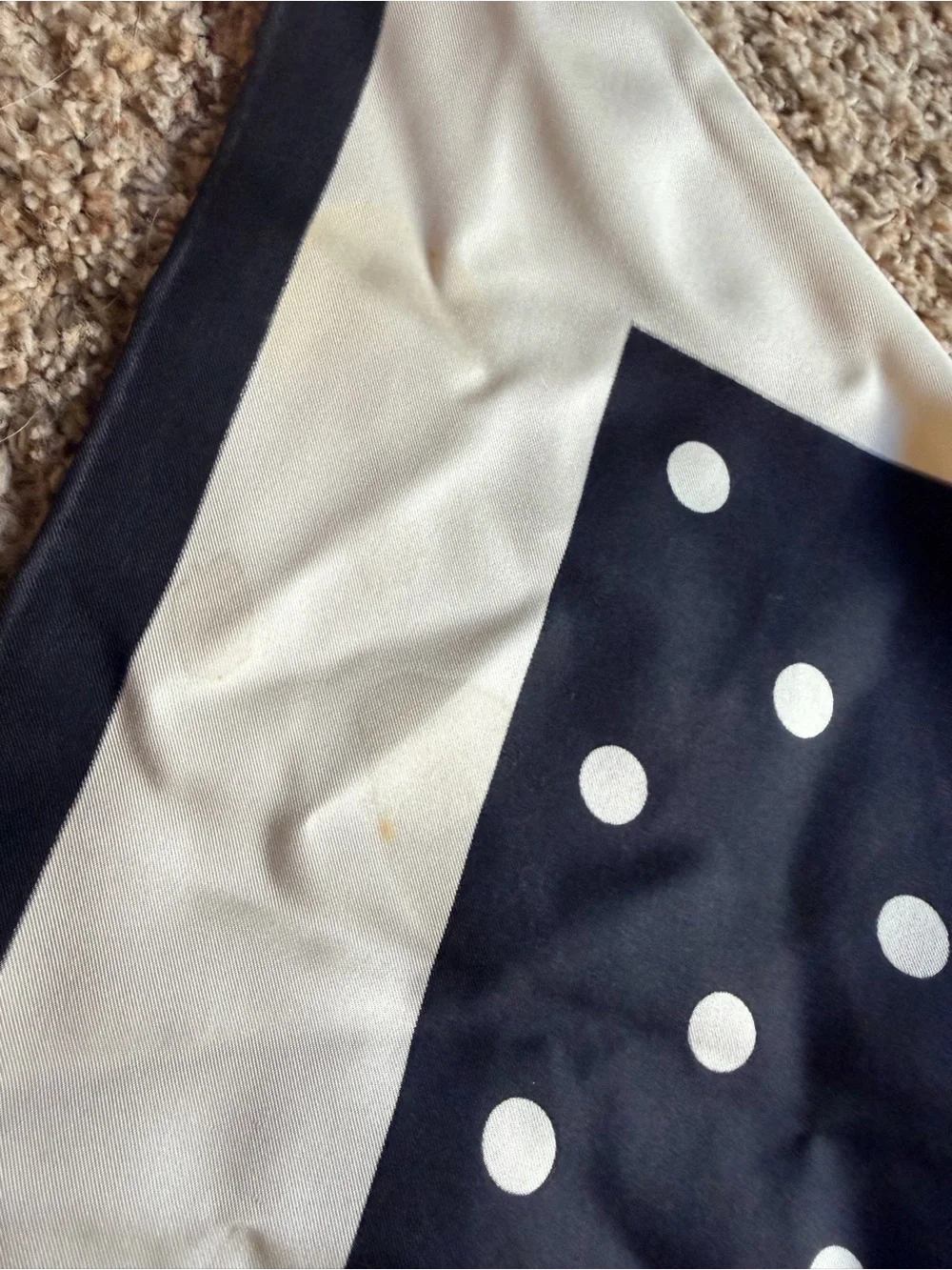 Christian Dior Black Polka Dot Floral Silk Scarf